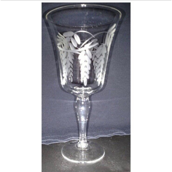 Vintage Sasaki SAS28 Clear Etched Crystal Wine Glasses (4) Mid Century Elegant - Picture 2 of 7
